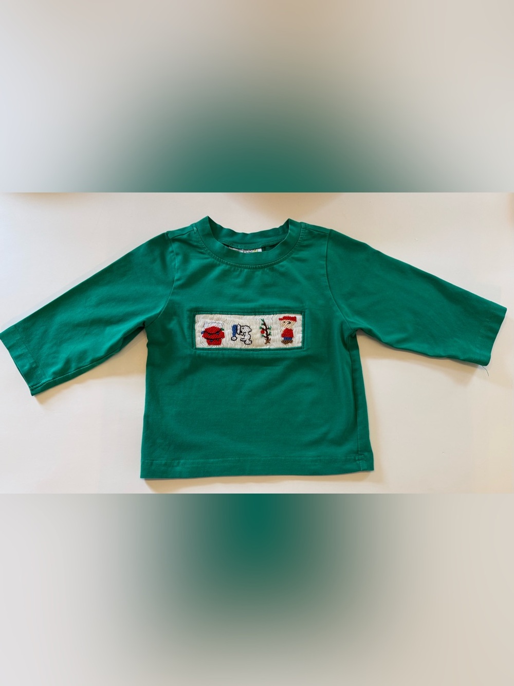 Charlie Brown Snoopy Smocked Long Sleeve Shirt Size 9 Mo 90s